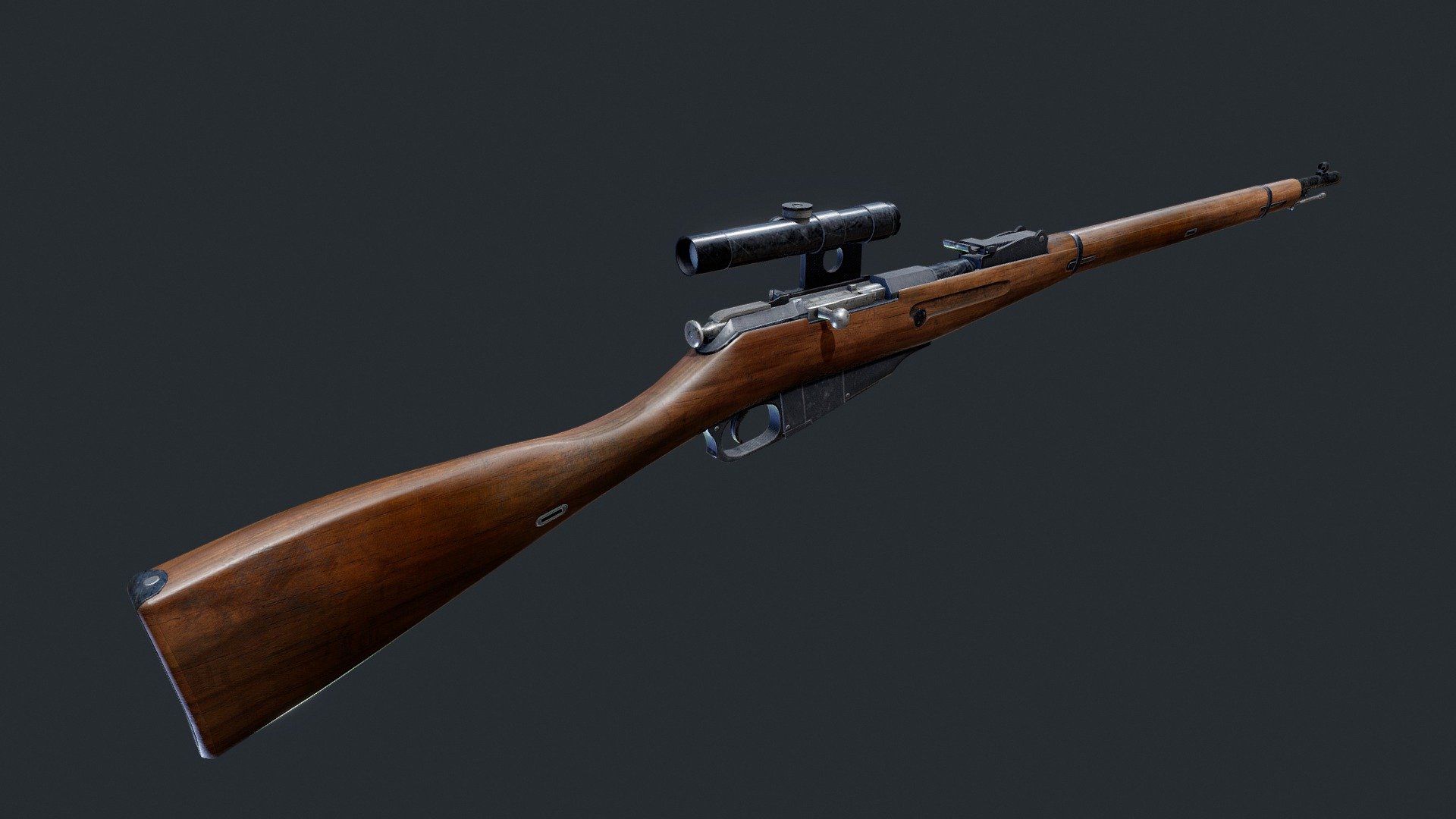 Russian millitary rifle with sniper scope.






 - Mosin Nagant (WW2 USSR Sniper rifle) - Download Free 3D model by Warkarma 3d model