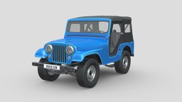 Low Poly Car automobile, wheel, power, vehicles, cars, drive, 4x4, jeep, offroad, auto, willys, willysjeep, vehicle, car, war, offroader, cj5