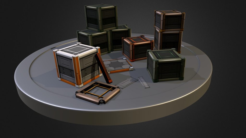 SciFi Crate Set - 3D model by Brent "TeaCrab" Liu (@remotecrab131) 3d model