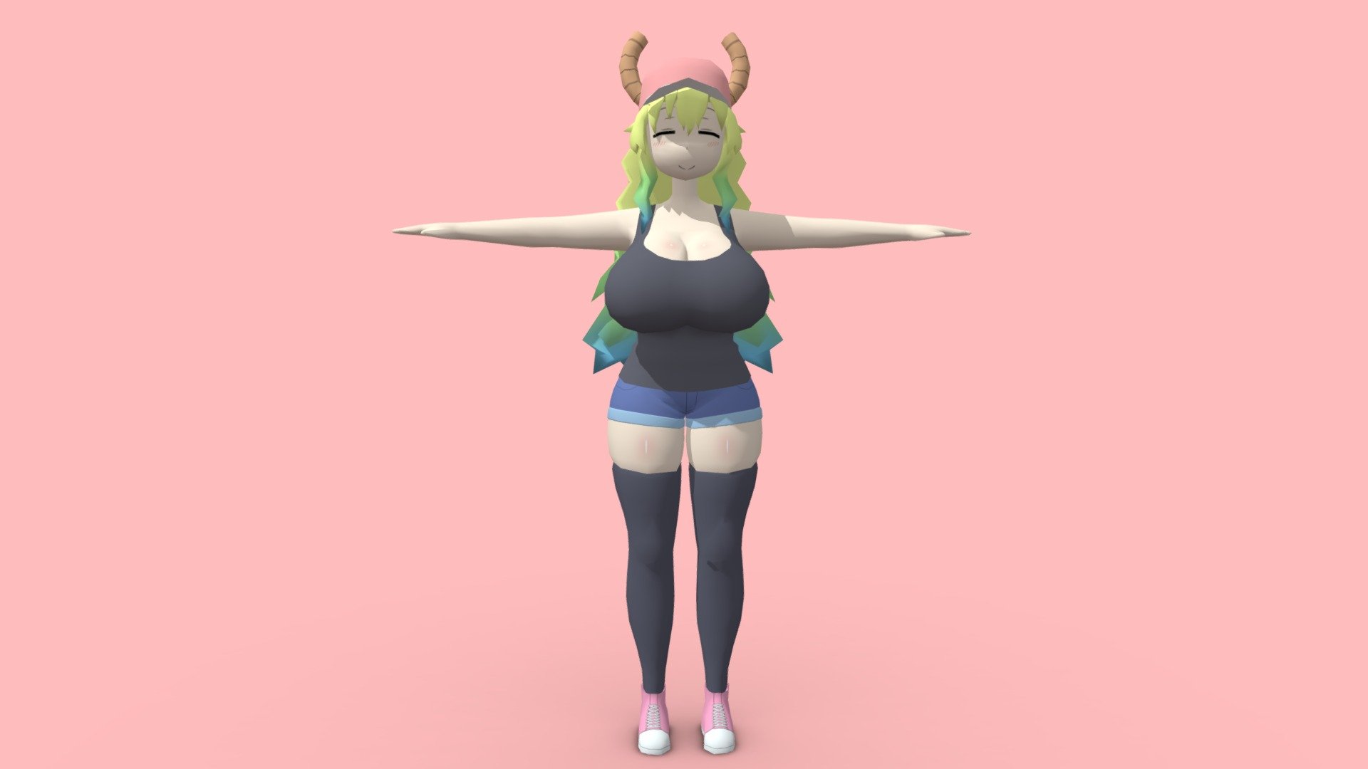 Quetzalcoatl Lucoa from Miss Kobayashi's Dragon Maid.

Also, if you play Cities: Skylines, you can download her from the workshop and have her as a citizen in your city: https://steamcommunity.com/sharedfiles/filedetails/?id=2298506170 - Quetzalcoatl Lucoa - 3D model by Nosh59 3d model