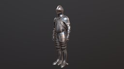 Medieval steel plate armour. armor, armour, plate, german, medieval, engraving, display, ready, cuirass, harness, pauldron, gauntlets, etching, gilded, game, helmet, gold, steel, greaves