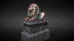 Bryant Park Lion Statue bronze, prop, worn, park, lion, statue, copper, bryant-park, corroded, architecture, staircase, asset, art, stone, gameasset, usa, gameready, history-historical-cultural-heritage