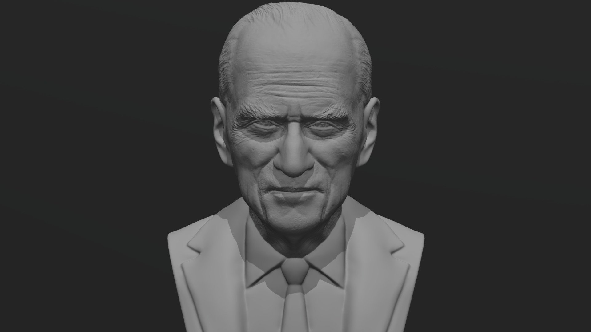 Here is Prince Philip bust 3D model ready for 3D printing. The model current size is 5 cm height, but you are free to scale it. Zip file contains stl. The model was created in ZBrush.

If you have any questions please don’t hesitate to contact me. I will respond you ASAP. I encourage you to check my other celebrity 3D models 3d model