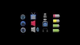 3D icons /Sound music, speaker, tv, icons, battery, icon, microphone, 3d-icons, earpho, 3d, cinema4d