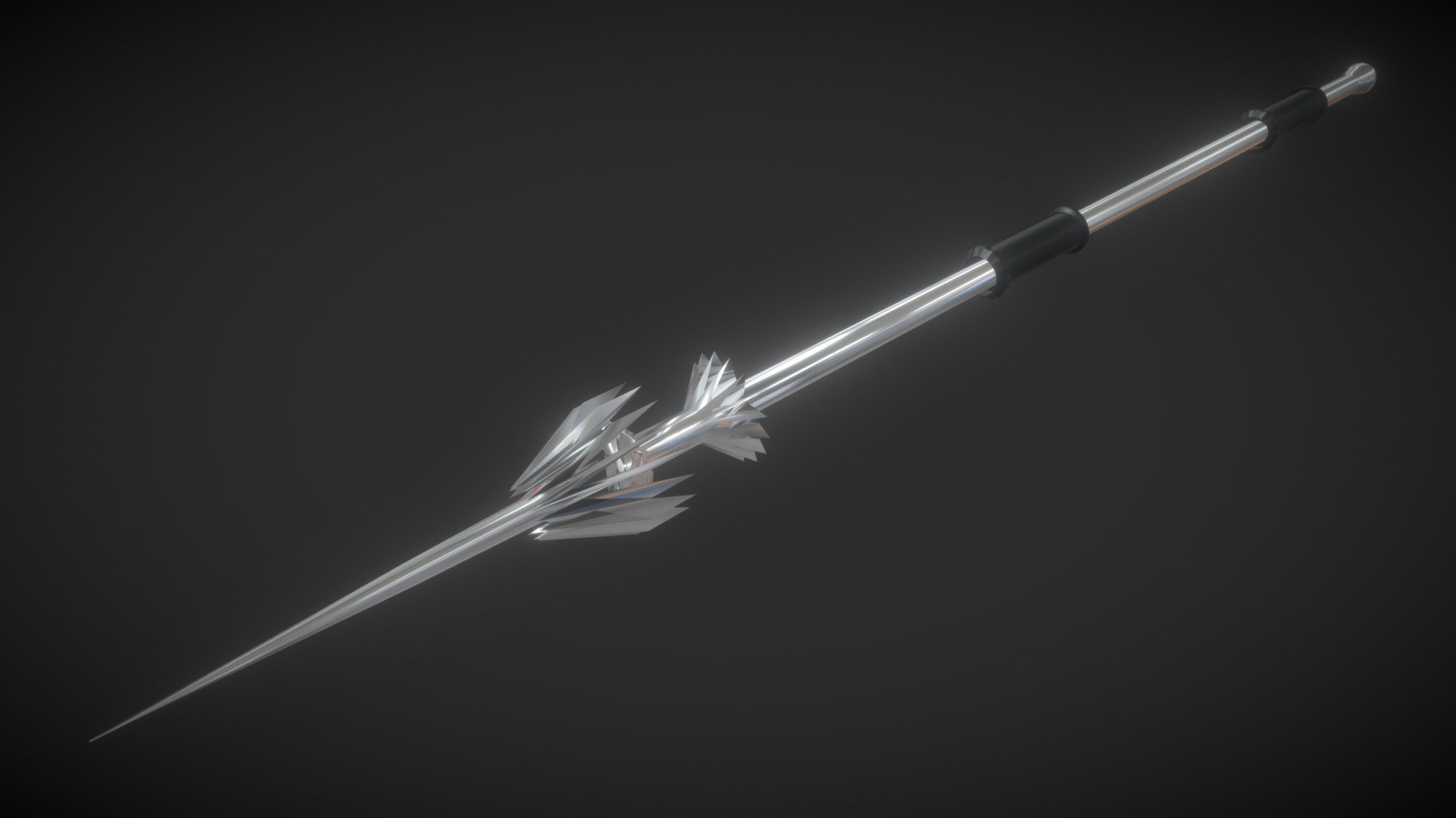 Silver medieval spear - Silver Chromed Spear - 3D model by moises17 3d model