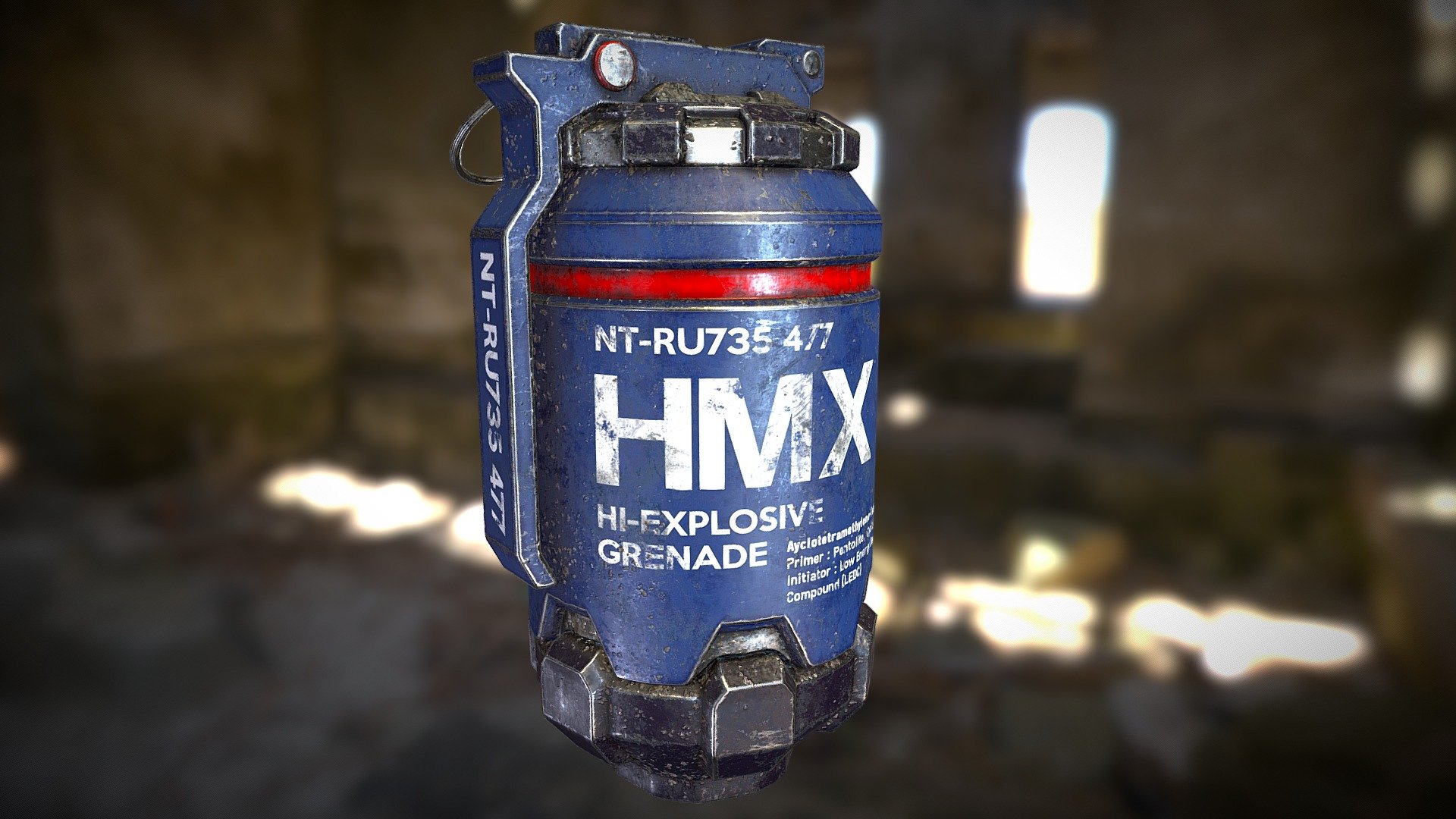 Sci-Fi grenade modeled with Modo 10 and textured with Substance Painter - Sci Fi HMX Grenade - Buy Royalty Free 3D model by taber.noble 3d model