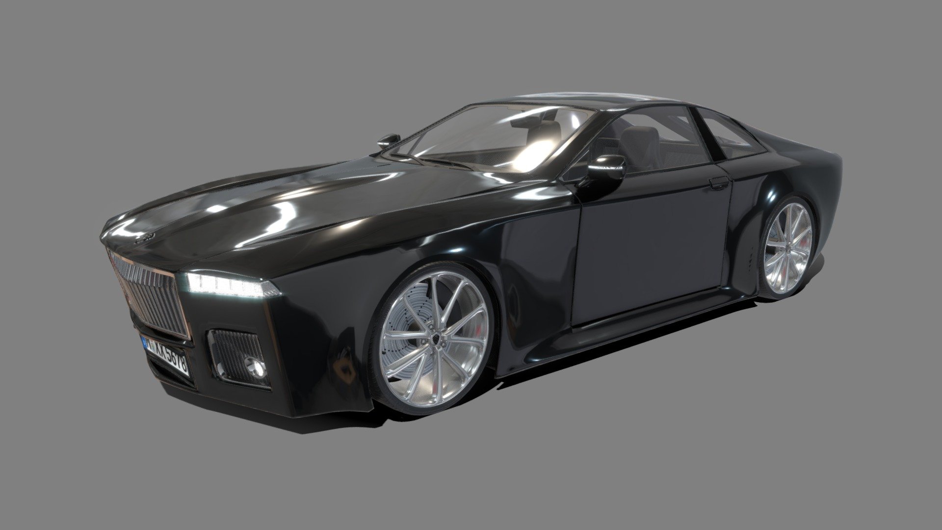 This is a fictional Design of a car named WOLF. Including interior and animated doors 3d model