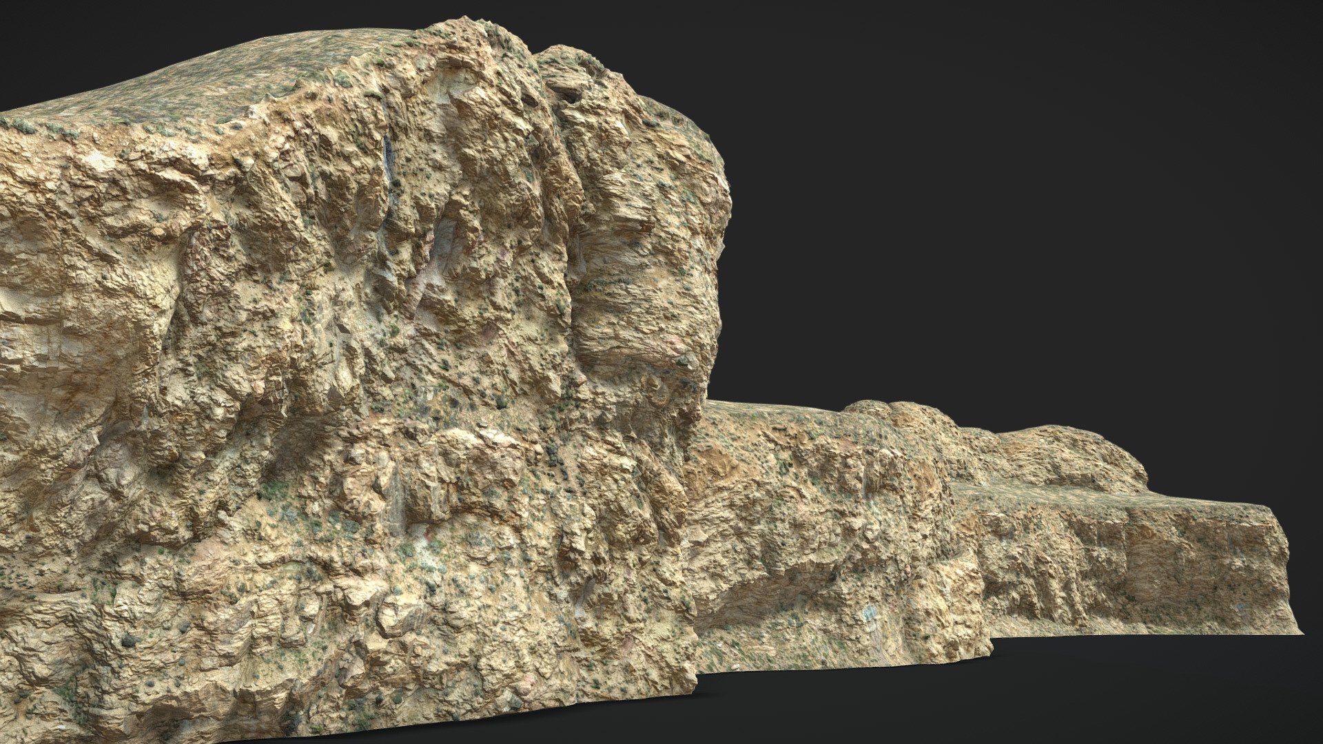 Captured in neutral lighting conditions. Feel free to rotate the lights.

Big Mountain Big Arid Cliff Rock Wall : 




Albedo

Normal

Roughness

Rendered in Cycles with Vegetation:


Please let me know if something is not working as it should 3d model