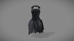 Female Black Burlesque Corset Dress fashion, medieval, girls, clothes, skirt, fairy, dress, womens, torn, wear, willow, corset, burlesque, pbr, low, poly, female, fantasy, black