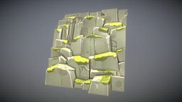 Modular cliff painted, cliff, low-poly, lowpoly, hand-painted, gameasset, rock, modular, hand