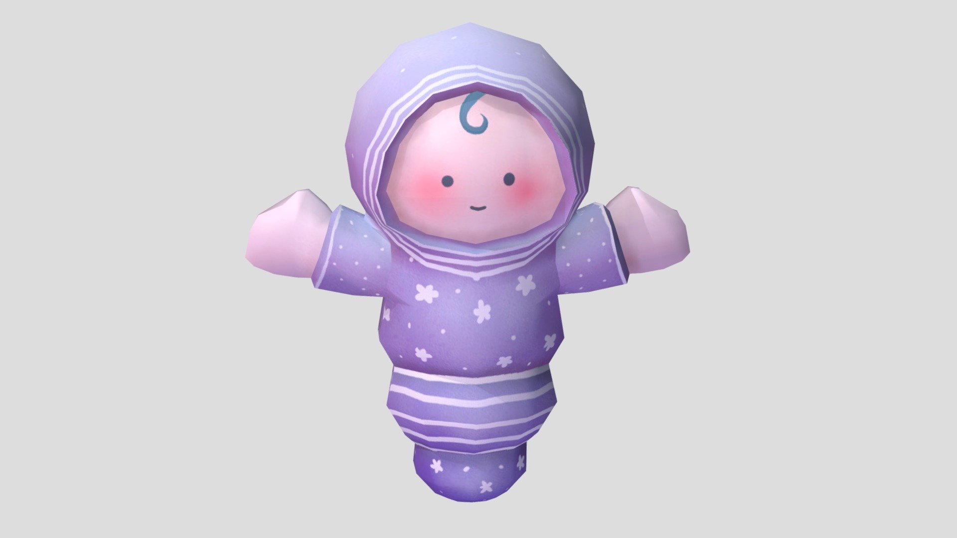 A doll created for my 3d game art production class 3d model