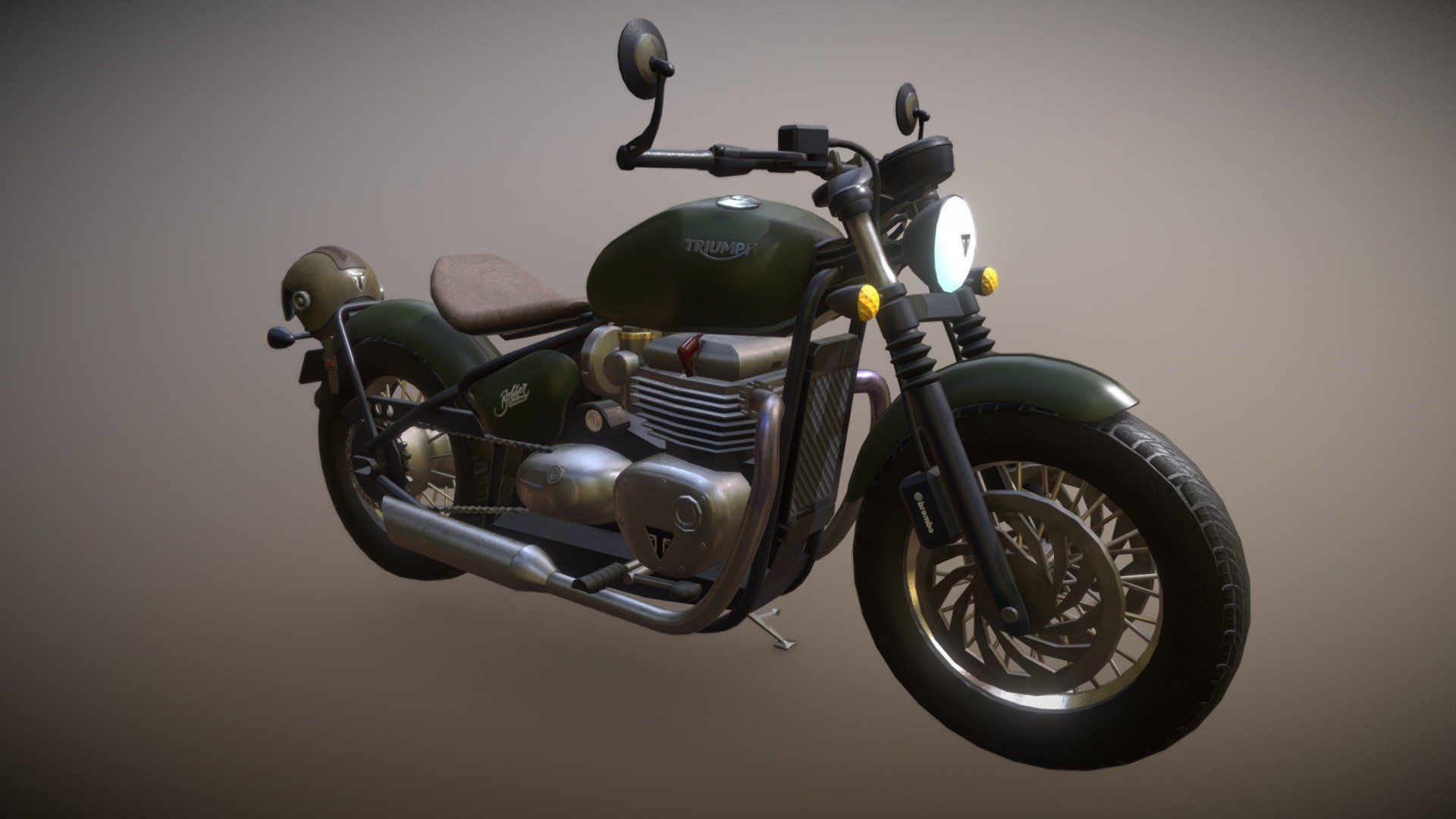 A modern classic motorcycle created for demonstration purposes for the University of Wisconsin-Stout course DES373: 3D Modeling - Hard Surface 3d model
