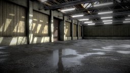 Old Warehouse (Wet Asphalt Ground) unreal, automotive, vr, ar, environment-assets, substancepainter, substance, render, unity, car, environment, rendering