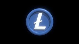 Litecoin or LTC Blue coin with cartoon style virtual, coin, future, money, bitcoin, litecoin, cryptocurrency, blockchain, nft, cartoon, 3d, sci-fi, blue, ltc, invesment