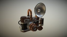 Old stylized camera steampunk, vintage, props, camera, old, sylized