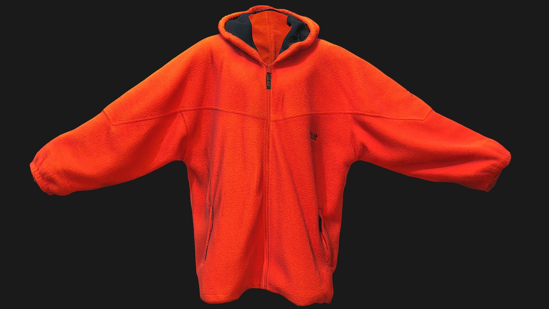 Old butane orange polar fleece scanned in high quality 3D and with low poly retopology 3d model