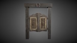 Saloon Door wooden, doors, saloon, doorknob, realistic, saloondoors, doorhandle, doorframe, animation3d, pbr-texturing, 3d, model, animation, door