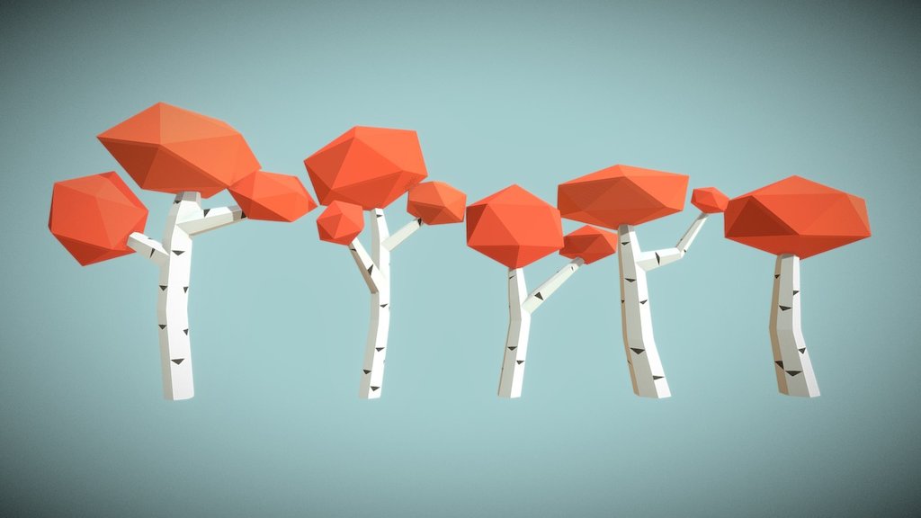 Low Poly Birch Trees - 3D model by Jake (@3dit) 3d model