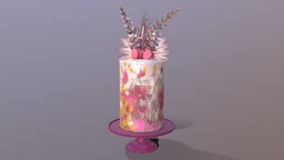 Luxury Golden Pink Buttercream Cake cake, palm, luxury, party, birthday, realistic, scanned, bakery, personalised, wheat, customizable, eucalyptus, photogrammetry, leaves, macarone, cakesburg, buttercream