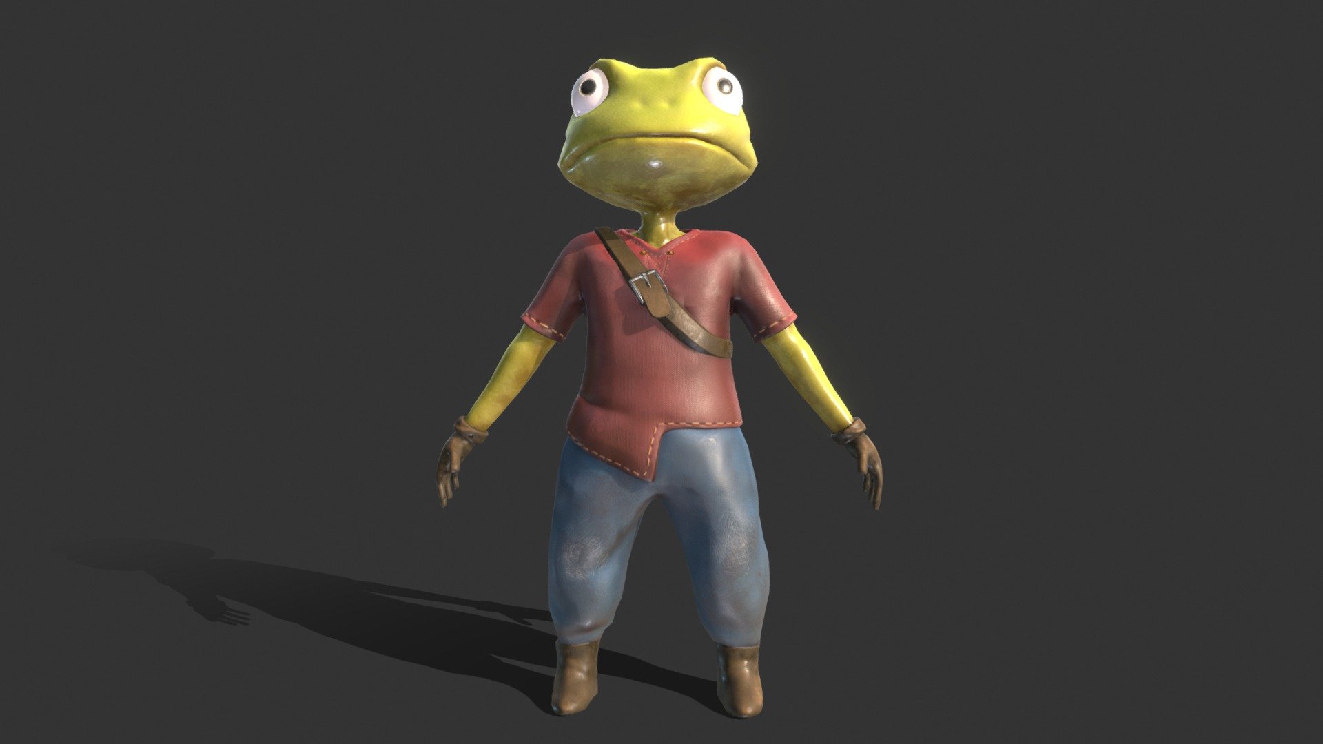 Personnal chara made from a sketch
ZBrush for the sculpting of the highpoly, Maya for the retopo and Substance Painter for the texturing - Humanoid adventurer frog - Buy Royalty Free 3D model by nathdec 3d model