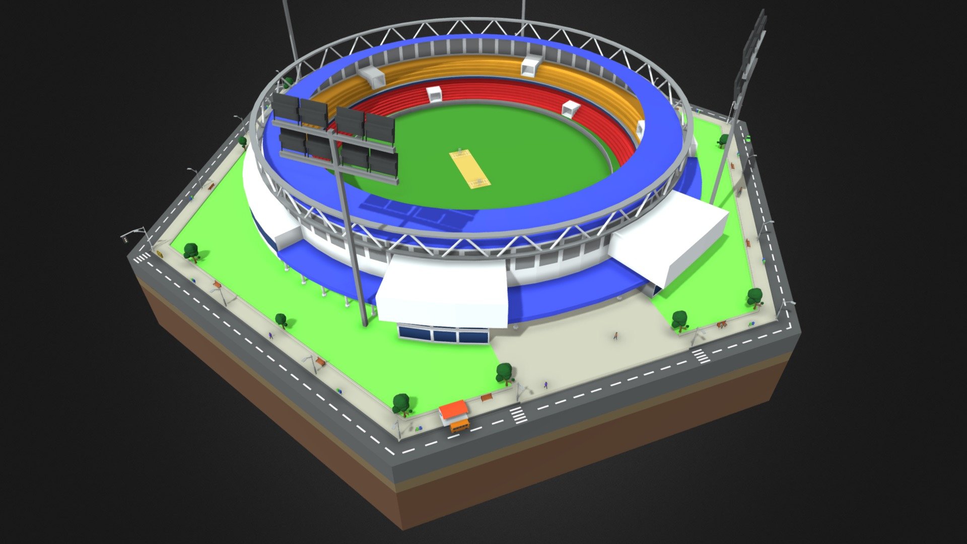 StreakByte Presenting Sport pack : 
Recently we have created 3D models of stadium pack where we have coverd 9 different stadiums( You will get 1 Stadium in this cost : Cricket Stadium) 




Basketball 

Baseball 

Cricket 

Football

Hockey 

Kabaddi 

Rugby 

Tennis 

Volleyball

You will get the Cricket Stadium 
For any quries , please feel to contact us : streakbyte@gmail.com - Cricket Stadium - Buy Royalty Free 3D model by StreakByte 3d model