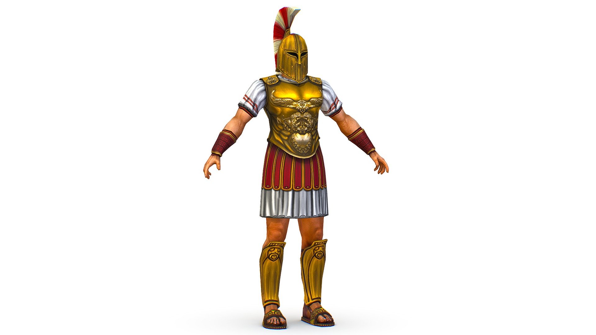 An ancient warrior in gold armor and helmet - 3dsMax file included/ texture 1024 color only 3d model
