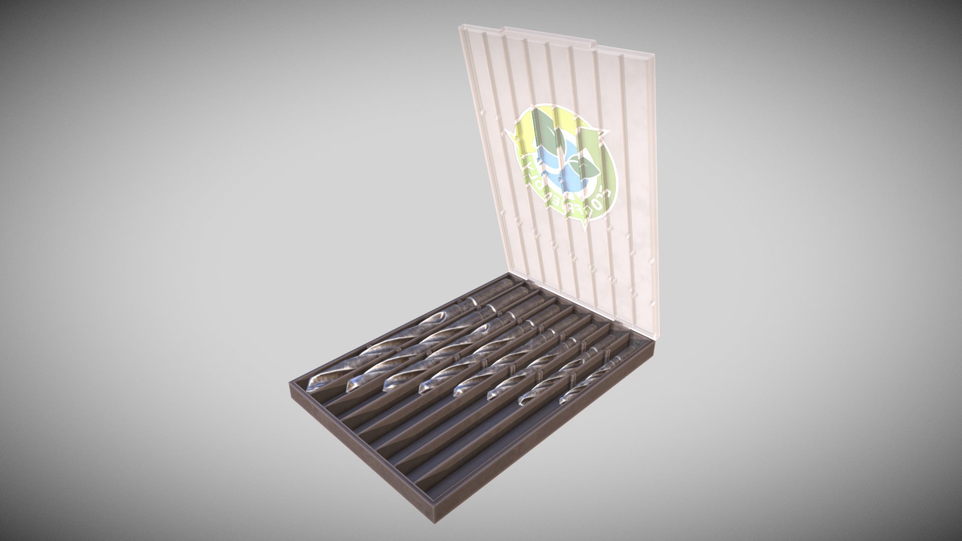 PBR Specular/Glossiness - Full Set Only One Material 2k

 Diffuse

 Gloss

 Normal

 Specular 
* Ambient Occlusion Ao

* Opacity  

Attach the Maps for VRay Rendering - Drill Bit Box - 3D model by Francesco Coldesina (@topfrank2013) 3d model