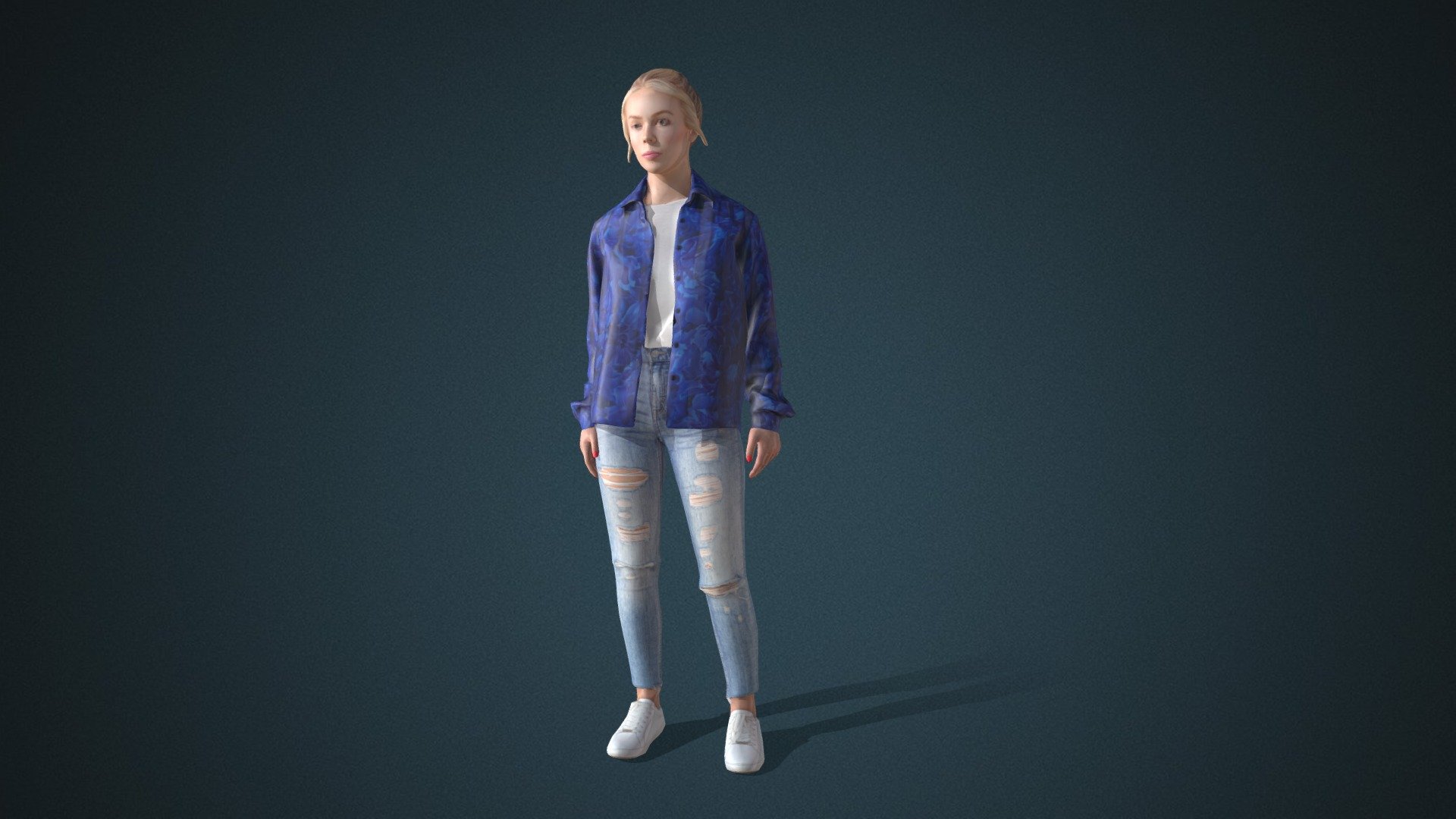 Do you like this model?  Free Download more models, motions and auto rigging tool AccuRIG (Value: $150+) on ActorCore
 

This model includes 2 mocap animations: Modern_F_Idle,Modern_F_Walk. Get more free motions



Design for high-performance crowd animation.

Buy full pack and Save 20%+: Young Fashion Vol.3


SPECIFICATIONS

✔ Geometry : 7K~10K Quads, one mesh

✔ Material : One material with changeable colors.

✔ Texture Resolution : 4K

✔ Shader : PBR, Diffuse, Normal, Roughness, Metallic, Opacity

✔ Rigged : Facial and Body (shoulders, fingers, toes, eyeballs, jaw)

✔ Blendshape : 122 for facial expressions and lipsync

✔ Compatible with iClone AccuLips, Facial ExPlus, and traditional lip-sync.


About Reallusion ActorCore

ActorCore offers the highest quality 3D asset libraries for mocap motions and animated 3D humans for crowd rendering 3d model