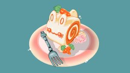 🥕Bunny Carrot Cake Roll🥕 food, bunny, cute, cake, flower, roll, fork, carrot, dessert, sweets, shaded, toonshader, adorable, handpaintedtexture, pastel, blender3dmodel, stylizedmodel, stylizedcharacter, handpainted, blender, blender3d, hand-painted, stylized, carrotcake, cakeroll, rollcake