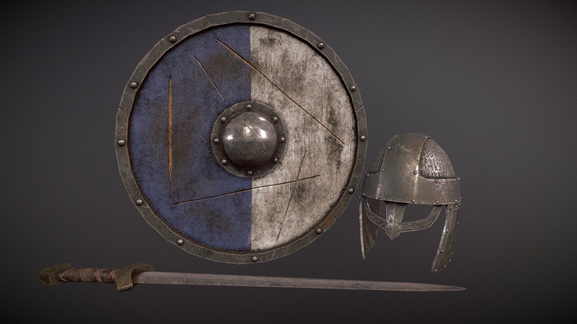 A set of viking props made to get some further expierence with substance painter 3d model