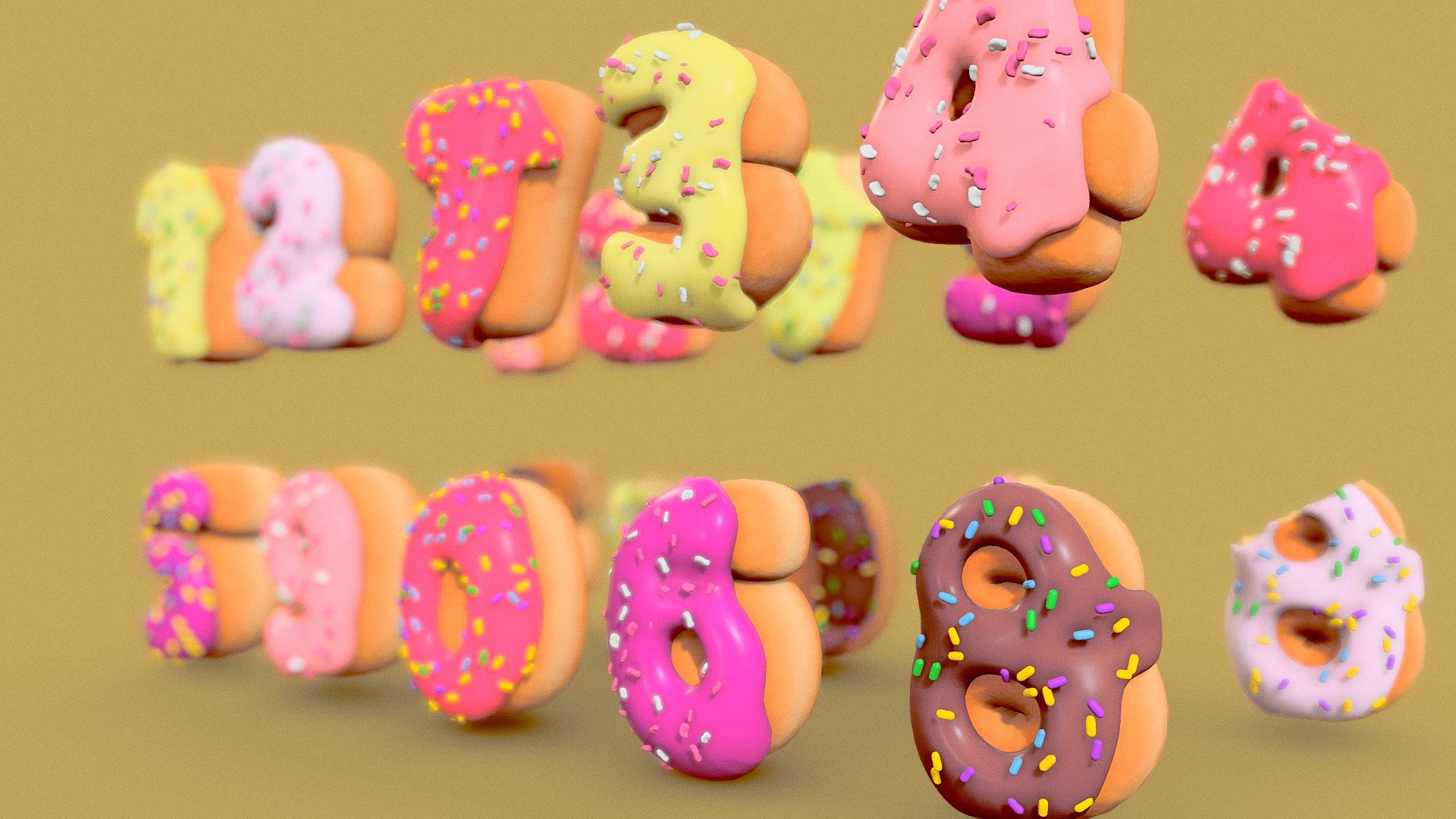 Donuts in numbers .. numbers in donuts..

 - Donut numbers - Buy Royalty Free 3D model by naira001 3d model
