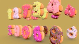 Donut numbers baking, donuts, cream, donut, sweet, sprinkles, numbers