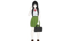 Student girl school, cute, b3d, animegirl, character, girl, blender, student, noai