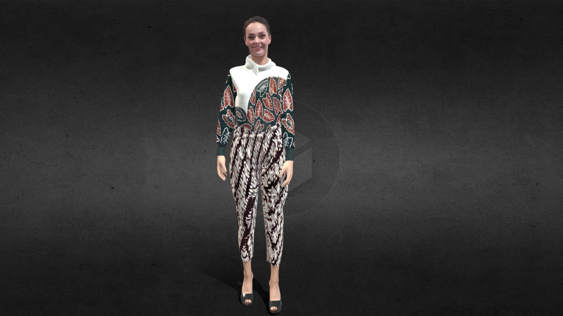 Batik Girl Standing Pose - Batik Girl Standing Pose - 3D model by Nailofa (@yudi.rgu10) 3d model