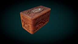 Vintage Wood  Jewelry Box with Floral Inlay jewelrybox, realitycapture, photogrammetry, 3dscan, gameasset