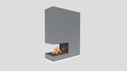 Fireplace fire, chimney