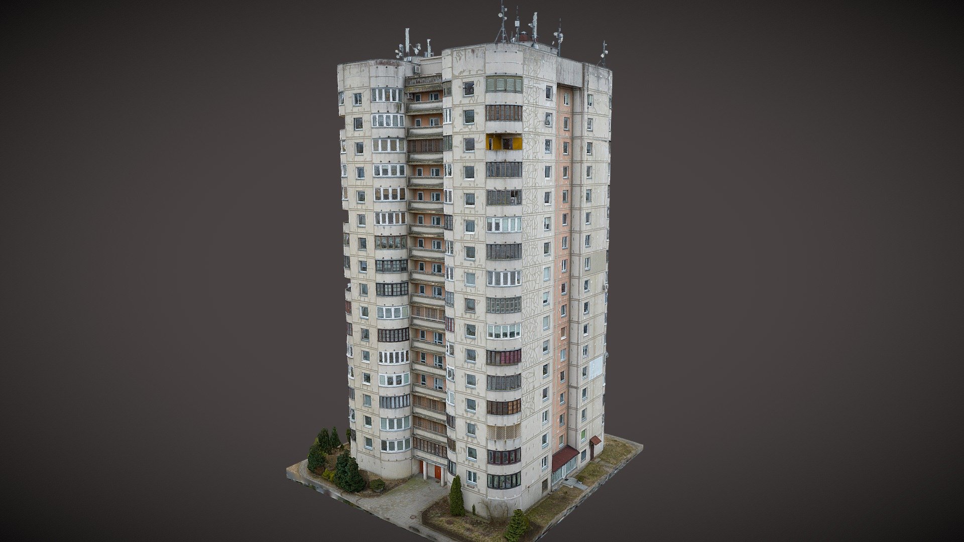 Soviet era 16 floor apartment building ready for renovation. Vilnius. Lithuania

Photogrammetry reconstruction in RealityCapture from 975 images. 
© Saulius Zaura www.dronepartner.lt 2023 - Soviet era 16 floor apartment building. Vilnius - 3D model by Saulius.Zaura 3d model