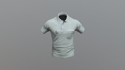 Male Polo Shirt Pocket cloth, shirt, engine, polo, asset, game, scan
