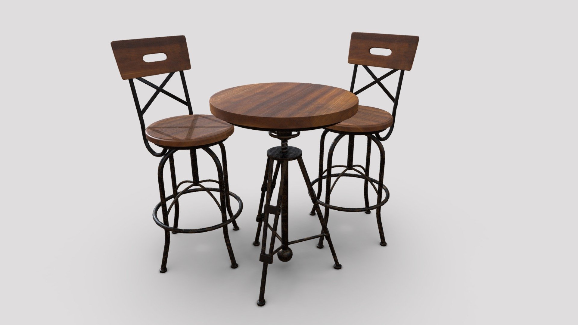 3D model of a bar table and a maid's chair in the &ldquo;loft