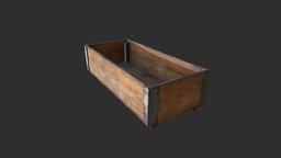 Wooden Medieval Crate Box crate, medieval, worn, original, old, worn-out, low-po, substancepainter, substance