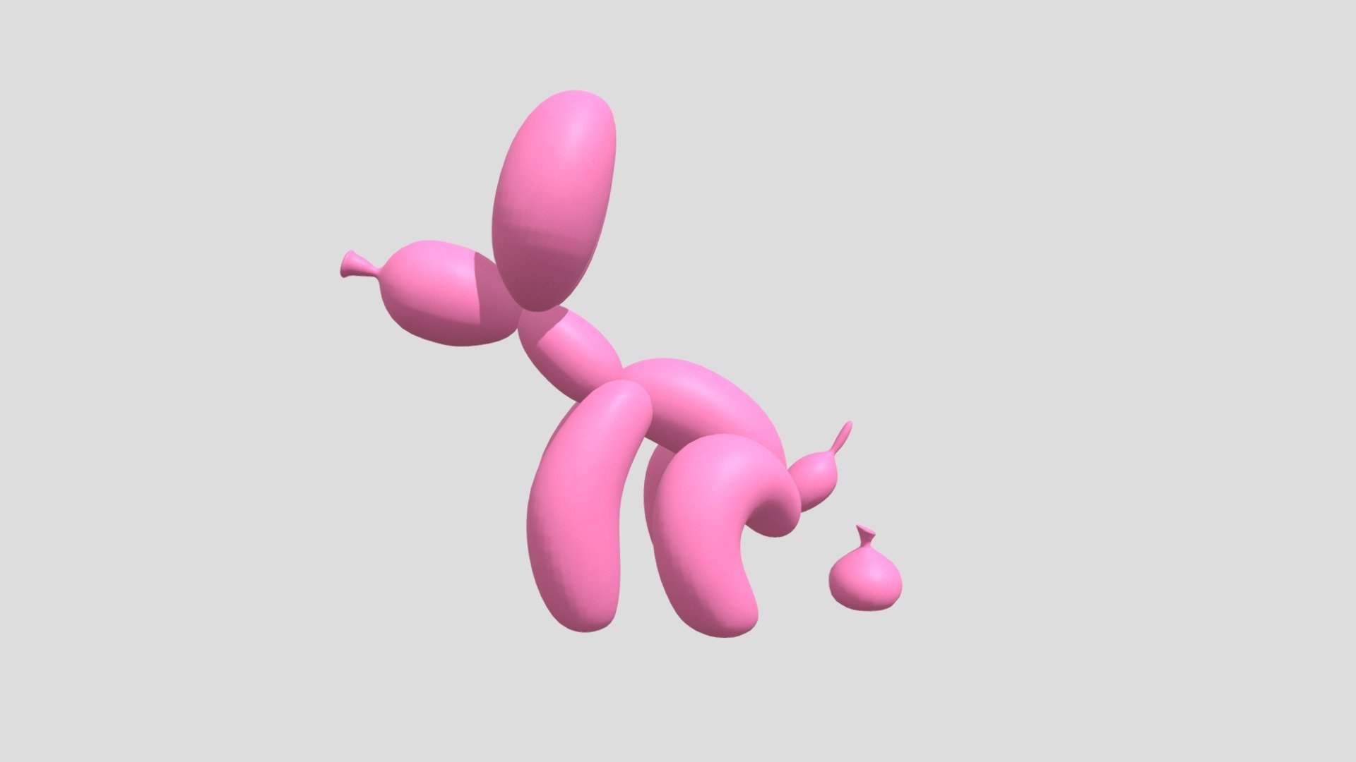 Cute Looking Balloon Dog Pooping designed using all quad topology, subdivision suitable 3d model