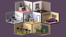 Low-Poly Daily Routine room, artwork, installation, daily, diorama, artist, isometric, hololens, low-poly-blender, routine, low-poly, texture, blender3d, home, cycles