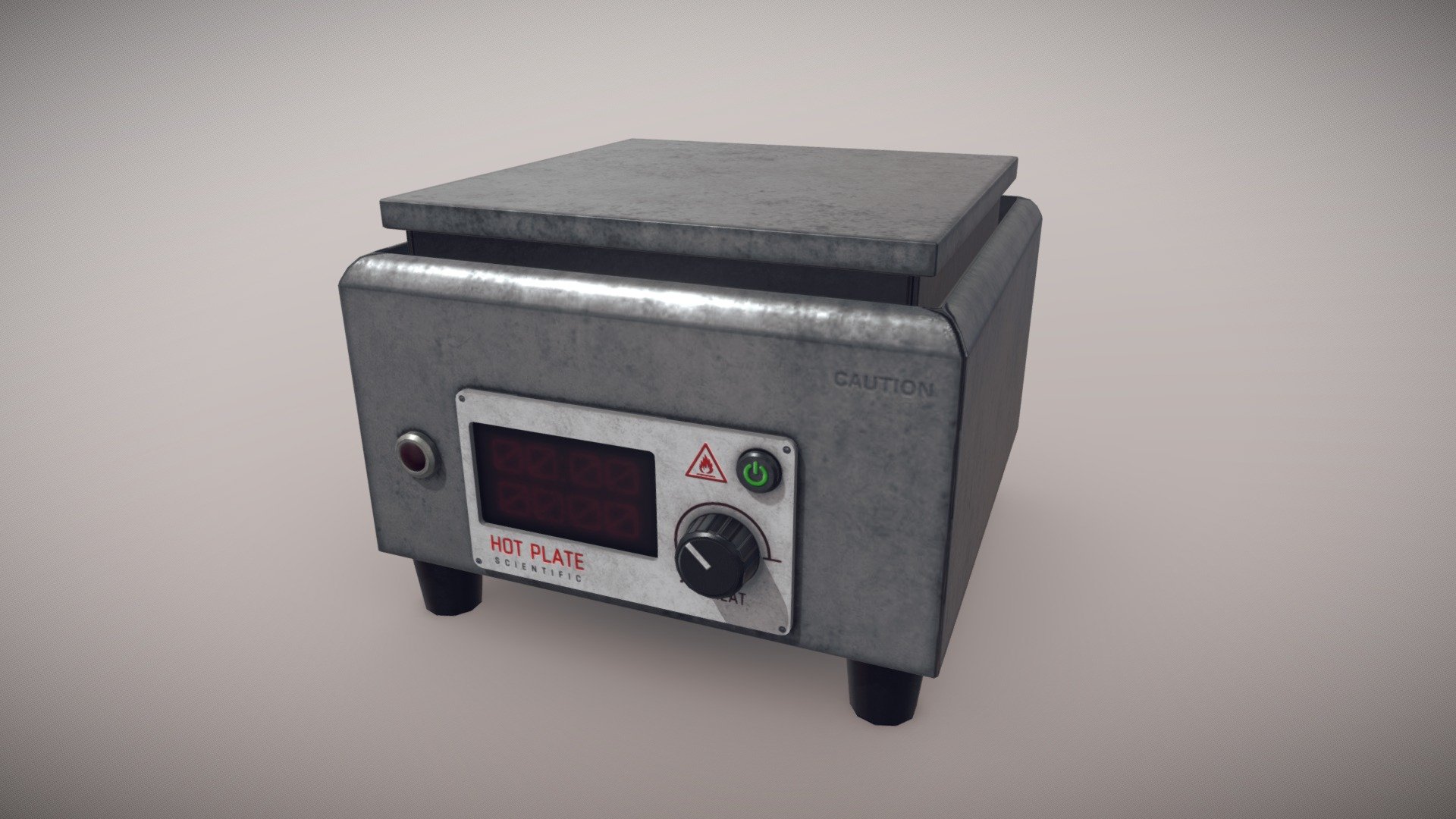 A VR-ready model of a hot plate for a science lab. 

Modeled in Maya and textured in Substance Painter 3d model