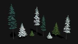 Pine Trees Collection LowPoly tree, pine, evergreen, cedar, alpine, spruce, fir, conifer, douglas, coniferous, lowpoly, gameready
