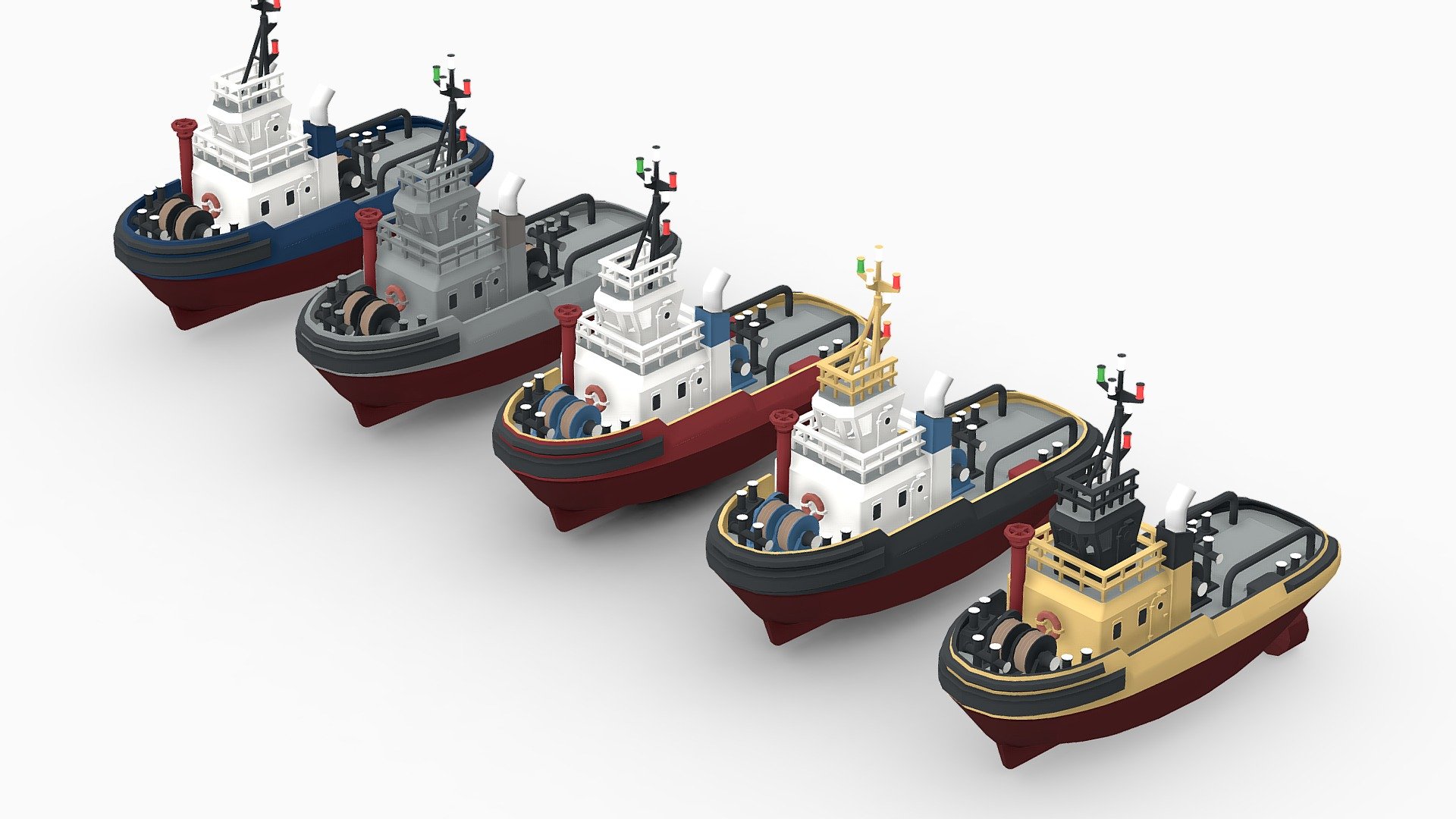 &ndash;FBX &ndash;OBJ &ndash;MAYA &ndash;MAX &ndash;BLENDER&ndash;

Lowpoly style tug ship model.

Five paint options and an emission map.

The model is at the center of coordinates 3d model