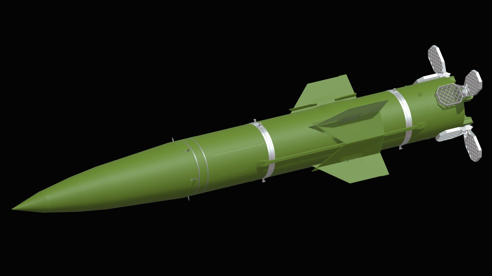 9M79K missile with cluster warhead for Tochka-U (SS-21 Scarab) tactical ballistic missile system 3d model