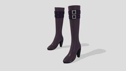 Stylized Ranking Army Military Manga Boots commander, high, army, heel, fashion, purple, girls, mid, shoes, boots, combat, manga, womens, ranking, calf, thick, chunky, pbr, low, poly, military, female, stylized