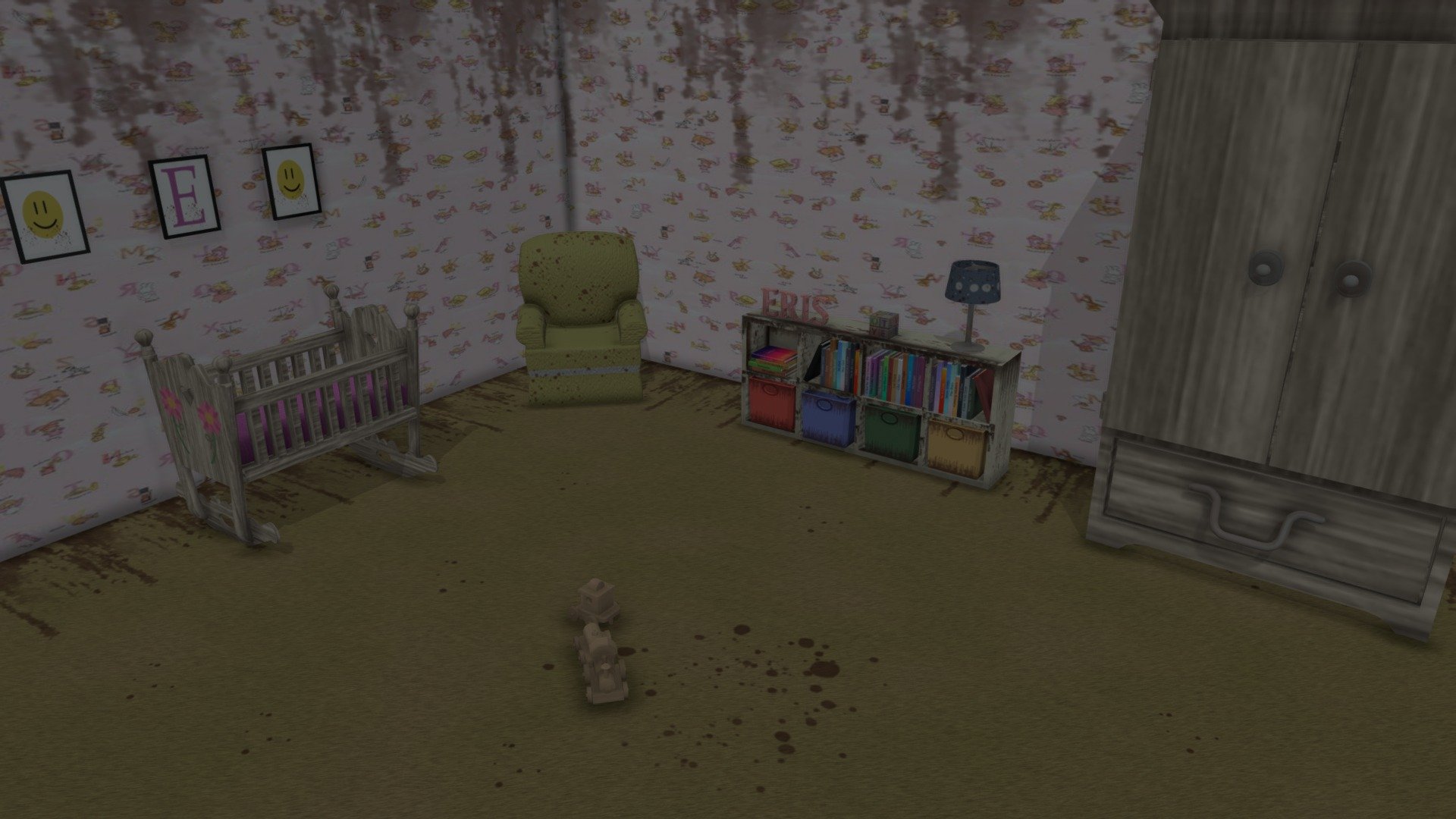 Idea for a baby's room layout in a horror game 3d model