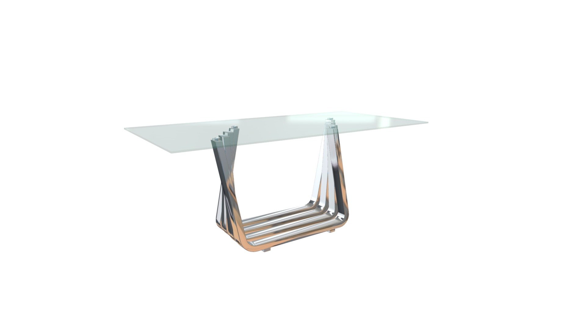 Dine in a world of elegance and simplicity with our Fan dining table featuring slim stainless steel layer-stem design supporting clear rectangular tempered glass top. Perfect for formal home, office conference rooms  or commercial applications.  www.zuomod.com/fan-dining-table - Fan Dining Table - 100325 - Buy Royalty Free 3D model by Zuo Modern (@zuo) 3d model