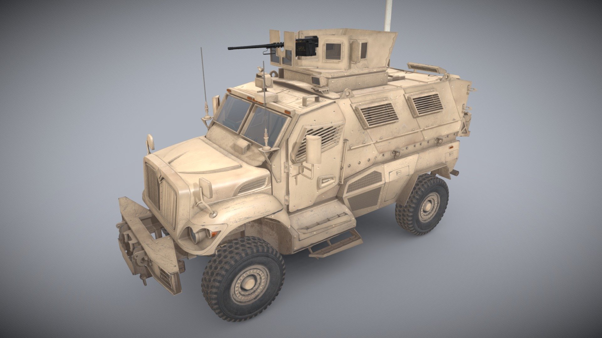 The International M1224 MaxxPro MRAP (Mine-Resistant Ambush Protected) is an armored fighting vehicle

File formats: 3ds Max 2021, FBX, Unity 2021.3.5f1


This model contains PNG textures(4096x4096):


-Base Color

-Metallness

-Roughness


-Diffuse

-Glossiness

-Specular


-Emission

-Normal

-Ambient Occlusion
 - International M1224 MaxxPro Desert - Buy Royalty Free 3D model by pukamakara 3d model
